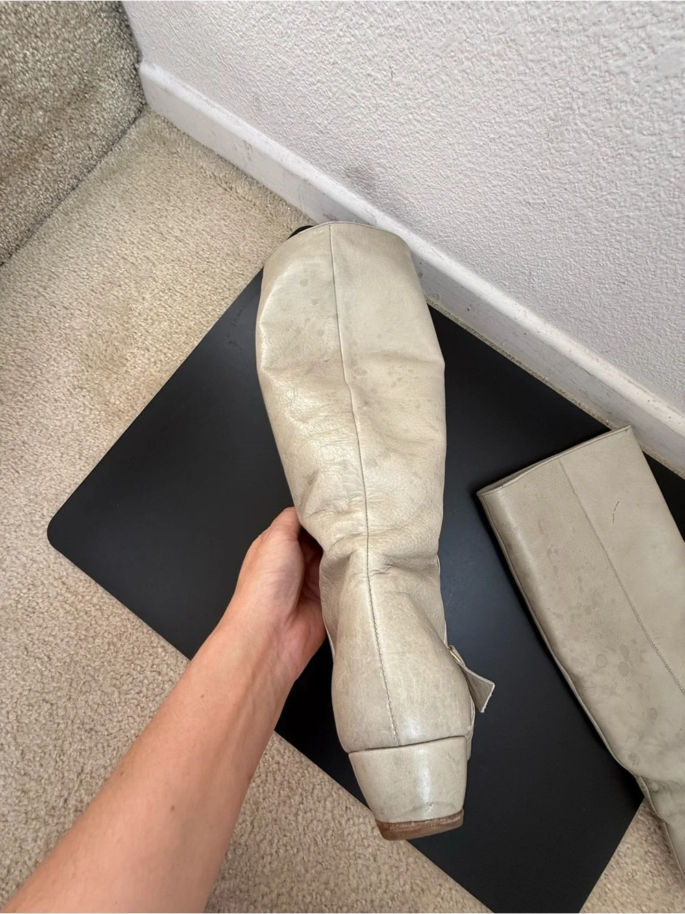 Loeffler Randall Light Grey Knee high Leather Boots